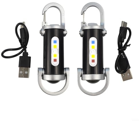 Paquete de 2 linternas recargables por USB para mini llavero, LED superbrillante con múltiples modos de iluminación, linternas pequeñas LED superbrillantes, linterna llavero portátil, para senderismo