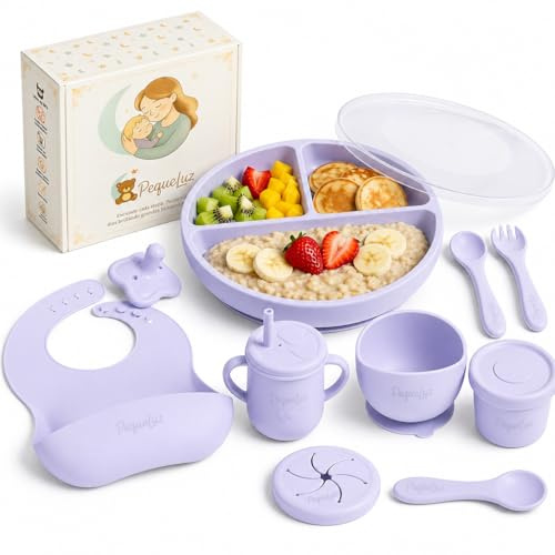 BLW · Silicona LFGB · Plato con 5 ventosas · Vaso evolutivo 3 en 1