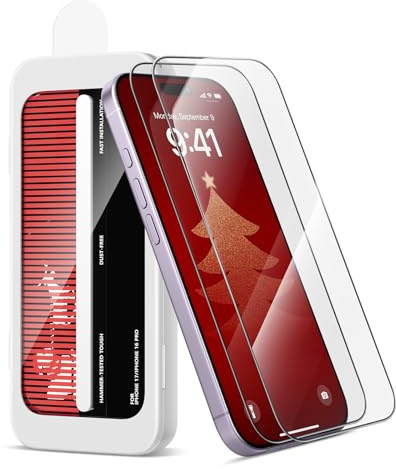 SURITCH 2-Pack Compatible with iPhone 16 Pro/iPhone 17 6.3 inch Tempered Glass Screen Protector,9H+ Hardness,HD Clear,Fingerprint Resistant,Military-grade Shatterproof with Film Applicator for Holiday