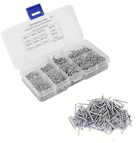 800 viti autofilettanti M2 assortimento di viti a testa piatta M2 viti a testa svasata Set viti per legno in acciaio inox M2 autofilettanti