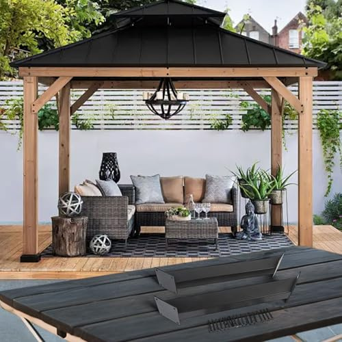 MonoSora Pavillon-Halterungen aus Metall mit diagonalen Stangen für verbesserte Stabilität und einfache Installation im Freien, Schwarz, 2 Stück