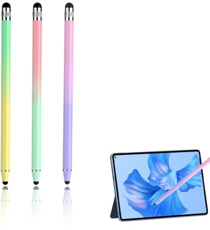 MIRKUZI Penne per cellulari Confezione da 3 penne stilo per tablet, penne stilo in gomma 2 in 1, compatibili con tutti i telefoni/tablet