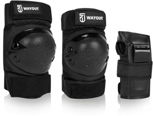 Wayout Sports - Set Protecciones Multideporte (Skateboard, Patines, Patinetes) - Niños y Adultos (M (3-10 años))
