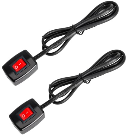 2 Interruttori A Levetta 12V con Retro Autoadesivo, Interruttori 3A/12V/24V | Con Cavo da 75 cm, con LED Rossa, Materiale PC Interruttori per Auto On/Off, per Il Controllo Dell'Elettronica Della