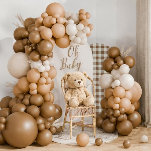 Luftballon Girlande Braun, 115 Stück Kaffee Sandweiß Ballongirlande Kit mit Beige Ballon, Luftballons Geburtstag Braun Nude für Gender Reveal Baby Shower Deko Babyparty Junge Geburtstag Hochzeit Taufe