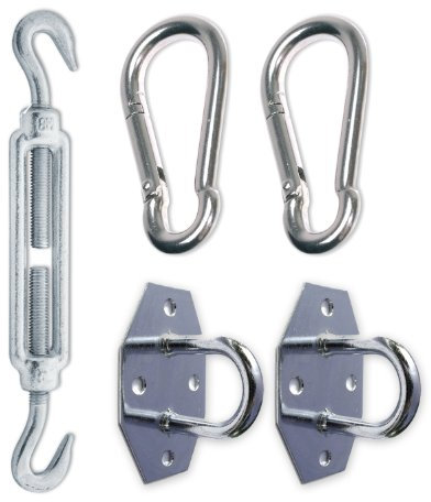 Corasol 19SET1 Montageset Nr.1 für dreieckige Sonnensegel, verzinkter Stahl, verzinkt, 5-teilig (1 Set), Silber