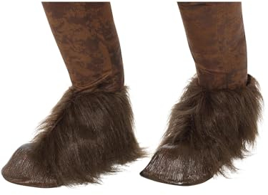 Smiffys Bestien/ Krampus-Dämon Huf-Schuhabdeckungen, Braun, Latex, mit Fell