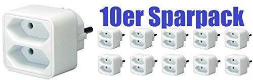 Brennenstuhl Adapterstecker Euro 4-fach weiß, 1508040 (10, Euro | 2-fach | weiß)
