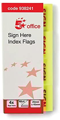 5 Star Index Flag Sign Here