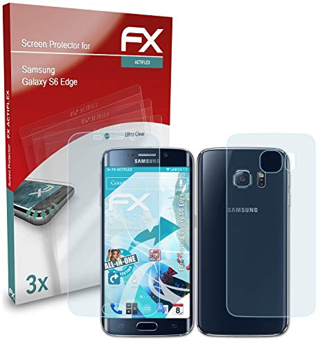 atFoliX Schutzfolie kompatibel mit Samsung Galaxy S6 Edge Folie, ultraklare und flexible FX Displayschutzfolie (3er Set)