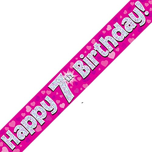 Oaktree Ltd Happy 7th Birthday-Banner, Folie, Rose, 270 x 12 x 0.1 cm