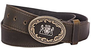 MOSER Trachten Trachtengürtel dunkelbraun antik Bayernwappen 002445 von MOSER®, Material Leder, Größe 95