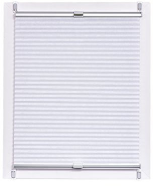 Sunlines Made in Germany, Tageslicht, Klemmfix, Weiss, silbergraue Schiene, 120 x 150 Wabenplissee, Stoff, 120 x 150cm