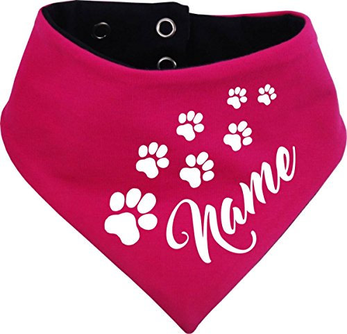 beidseitiges Multicolor Hunde Wende- Halstuch (Fb: pink-Navy) (Gr.4 - HU 45-52 cm) mit Ihrem Wunschtext