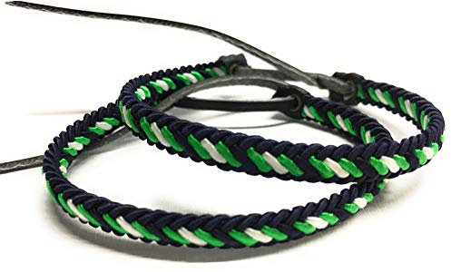 YOJAN PIEL | Pack Dos Pulseras Trenzadas De Hilo Y Cuero Bandera Andalucía | Complementos de Moda Unisex para Hombres y Mujeres de Estilo Atemporal y Elegante | Regalos Originales y Exclusivos