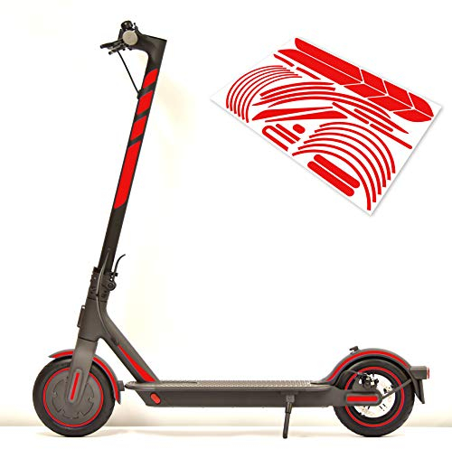 m2medien Aufkleber-Set (30-teilig) Sticker-Set auf 35x24cm Bogen geeignet für Xiaomi Mi Scooter 1S Pro 2 E-Scooter (Rot Reflektierend)