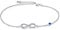 AOBOCO Infinity Fußkettchen Sterling Silber 925 Damen Verstellbare Unendlichkeit Fusskettchen mit Kristallen 27 cm (Simulierter Saphir)