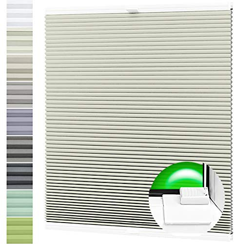 Wabenplissee nach Maß Verdunklung Thermo Plissee Kleben Ohne Bohren Creme Rückseite Weiß Breite: 81-90 cm, Höhe: 201-230 cm