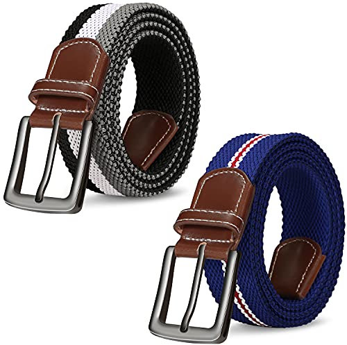 ITIEZY Elastischer Stoffgürtel Herren Stretchgürtel Damen Flechtgürtel Unisex Stoffgürtel Waistband, 2 PCS