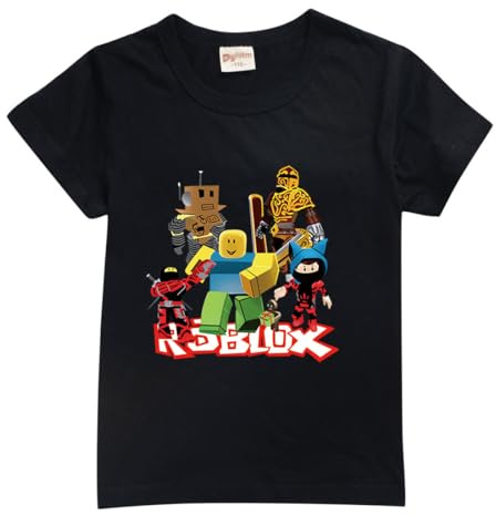 Roblox T-Shirt Sommer Jungen Mädchen Schwarz Sweatshirt für Kinder und Jugendliche 3-12 Jahre Gamer Fans Kleidung Geschenke, Schwarz , 7-8 Jahre