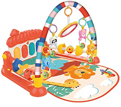 eners Baby Gyms Spielmatten Musikalisches Aktivitätszentrum Kick & Play Piano Gym Tummy Time – Gepolsterte Matte für Neugeborene (Pilze red)