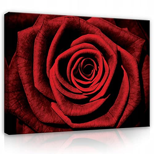 WallArena - Leinwand Bilder - Blumen rot Rosen - 100x75 cm Leinwandbilder - Bild auf leinwand - Wandbild XXL groß Wandbilder für Wohnzimmer Schlafzimmer Wohnzimmerbilder Modern
