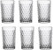 Vintage 6er-Set Farbige Weingläser und Trinkgläser mit Diamant Muster (Netz Klar Trinkglas), Longdrinkgläser, Cocktail Gläser mit Prägung, Glas, Trinkglas, Weinglas, Wasserglas, Glaskelche