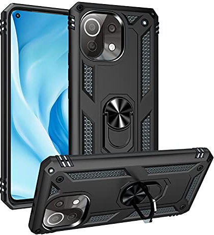 Max Power Digital MPD Cover per Xiaomi Mi 11 Lite 4G/5G/5G NE con Girevole Anello 360 Gradi Custodia Magnetica Antiurto Rigida Resistente Protettiva Case Bumper Ring (Xiaomi Mi 11 Lite, Nero)