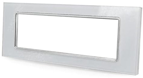 Vetrineinrete® Placchetta per interruttore in vetro a 3 4 7 posti bianca cassetta 503 compatibile con living light supporto cover (7 Posti)