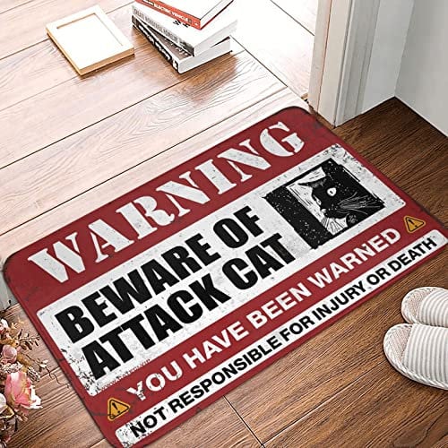 Thankful Door Mat Beware of Attack Cats Mat Frost Mat Outdoor Spring Rug ( Size : 65X90CM )