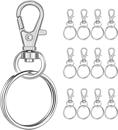 Keyrings Key Chain Clip Hooks 12pcs Keychain Hooks with Key Ring Unisex Keyring Keychains for Key Jewelry DIY Crafts