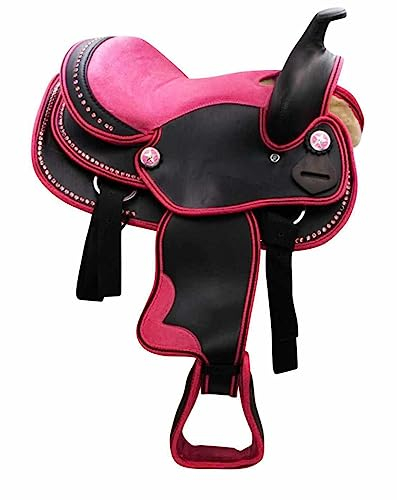 AMKA Pony/Shetty Westernsattel Pedro in pink mit Strasssteinen Steigbügel und Riemen 12