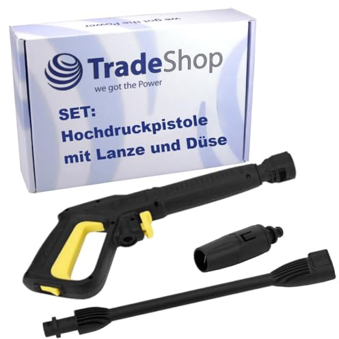 Trade-Shop Set: Hochdruckreiniger-Pistole mit Lanze, Sprühdüse kompatibel mit Kärcher K2-K7 Hochdruckreiniger/Anschluss-Klammer/Bajonett