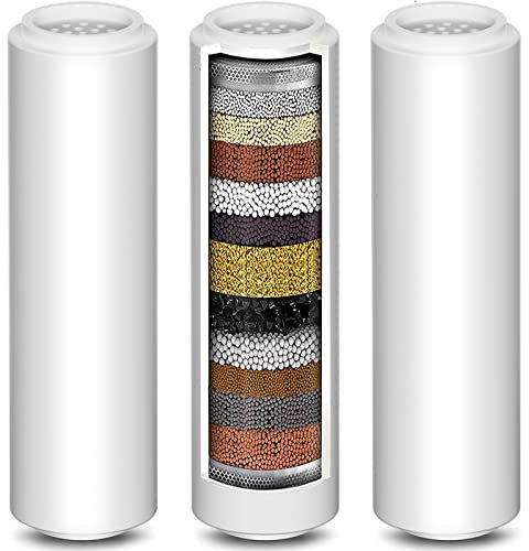 Lot de 3 filtres de douche de rechange pour pommeau de douche à main, filtre à 15 étapes pour eau dure, élimine le chlore et les substances nocives, convient uniquement pour pommeau de douche filtré