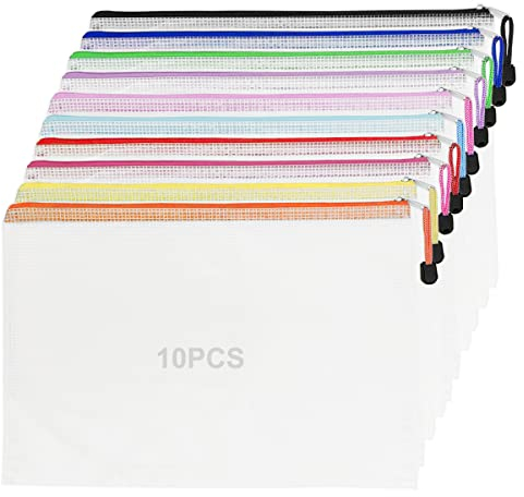 ORACHA Zip Wallets A4 Document Wallet Plastic Wallets Document Folder Extra Thick Zip Lock Bags for Office School- 10PCS