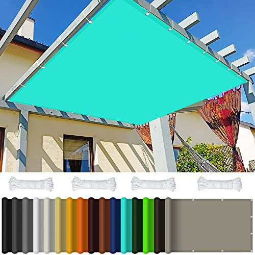 Voile d'ombrage Rectangulaire 4 x 4.5 m Voile d'ombrage rétractable Renforce Épaissir Voile pour Jardin Extérieur Terrasse Cour, avec Corde, Bleu Ciel