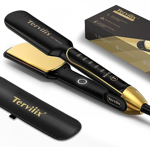 Hair Straighteners 45MM, AKT Ceramic Professionl Flat Iron, ARC Non-Snagging Floating Coated Design, Adjustable Temperature, 15s Ultra Fast Heating, Dual Voltage, Auto Shut Off, (UK Plug)