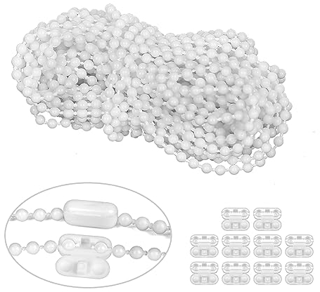 RAFIYU 10 metri catena tenda a rullo con connettori catena da 10 pezzi,accessori per tende verticale,Verticale Cieco Perlina Tenda da Sole Catena,Catena per Tende Verticali,Corda per tende a rullo
