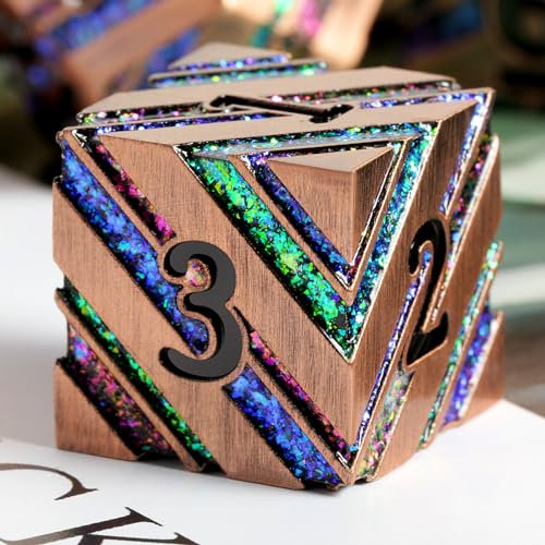 DNDND Metallic Glitter Stripes DND Dice mit Metalldose für Dungeons and Dragons (Multicolored, Würfel, Zinklegierung, Kubisch, Tetraedrisch)