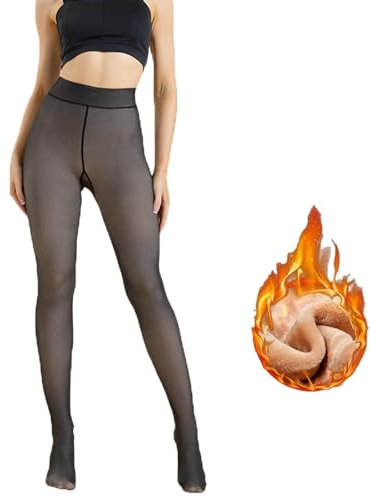WomaKer Collants Doublés En Molleton Femmes Collants En Molleton Translucide Hiver Chaud Sheer Noir Serré Femmes Leggings Thermique Faux Collants Translucides
