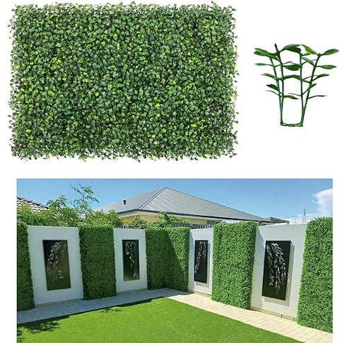 NETAP Paneles de pared de hierba, 16 x 24 pulgadas (24 piezas) paneles de boj artificiales de césped sintético para interiores y exteriores, decoración de plantas
