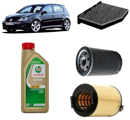 Kit tagliando 3 filtri + 5 L olio Edge 5W30 LL per Volkswagen Golf 5 V 1.6 benzina,BGU/BSE/BSF