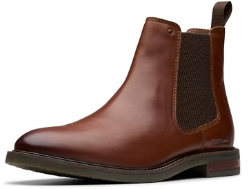 Clarks Men's Jaxen Easy Chelsea Boot, Tan Leather, 10 Wide
