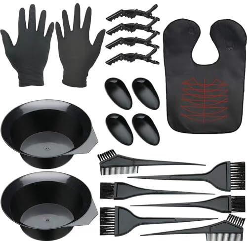 Pangogogo 19Pcs Hair Dye Brush, Easy to Handle Hair Dye Brush and Bowl Set, Sturdy Hair Dye Bowl and Brush Kit for Professional Salon, SPA & At-Home Use