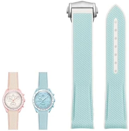 INANIR Uhrenarmband für Omega X Swatch Joint MoonSwatch Celestial Sports 20 mm Uhrenarmband mit gebogenem Ende, Gummi-Silikon-Uhrenarmbänder, 20 mm, Achat