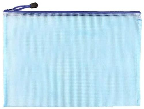 Unifizz A6 Kunststoffhüllen mit Reißverschluss, wasserdicht, durchsichtig, Netzstoff, Dokumententasche, Büro, Schule, Aufbewahrungsbeutel für Geschäftsquittungen, Organisation, 16 x 13 cm, Blau, 1