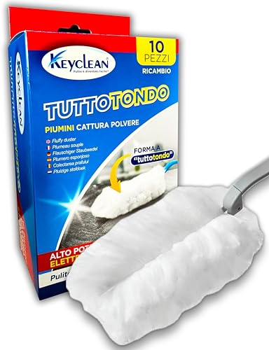 IPEA 10x Plumero Atrapapolvo modelo Todo Redondo - 10 Repuestos Universales Compatibles - Plumeros de Microfibra para Eliminar la Suciedad y el Polvo del Hogar - Recambio de Plumero - Colectores Polvo