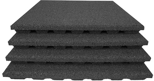 TOPRUBBER 4x Fallschutzplatten 50x50x4 cm Schwarz Gummiplatten Spielplatzmatten