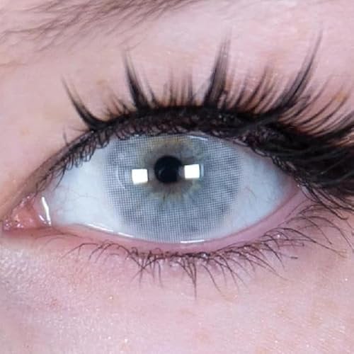 Sehr stark natürlich deckende grau Kontaktlinsen+ Behälter, 1 Paar (2 Stück), DIA 14.20, mit Stärke, 0.00 Dioptrien Kontaktlinsen (-5.00 Dioptrien,Icy grau)