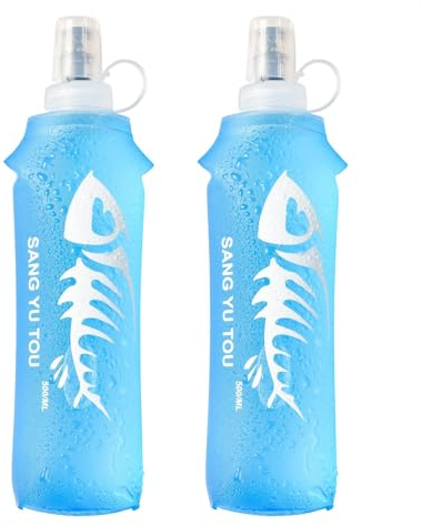 2 Gourde Souple Flasque Running, Soft Flask 500ml, Bouteille d'eau Gourde Sport Pliable Poche Hydratation, Réservoir d'eau Flacon pour Sports de Plein Air, Randonnée, Cyclisme, Camping, Jogging